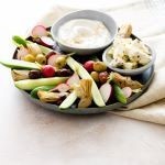 Mezze plate with falafel-spiced yogurt dip