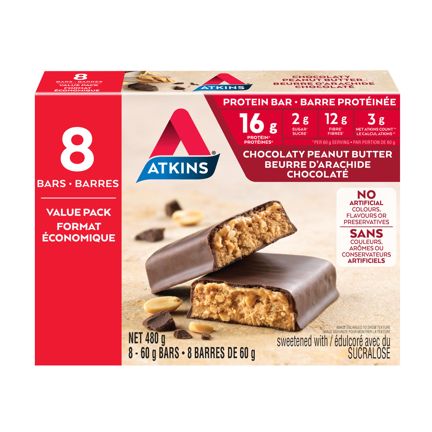 Barre protéinée beurre d’arachide chocolaté - format économique