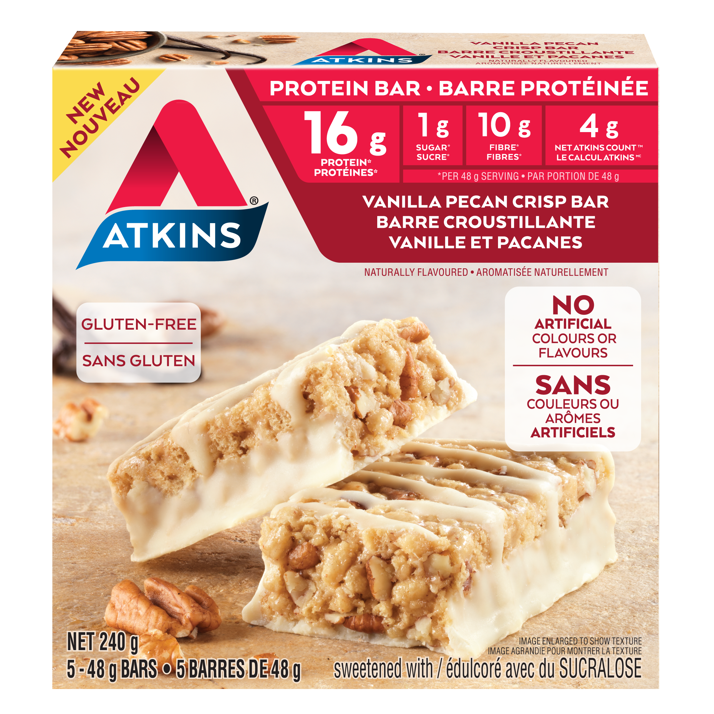 Barre croustillante vanille et pacanes