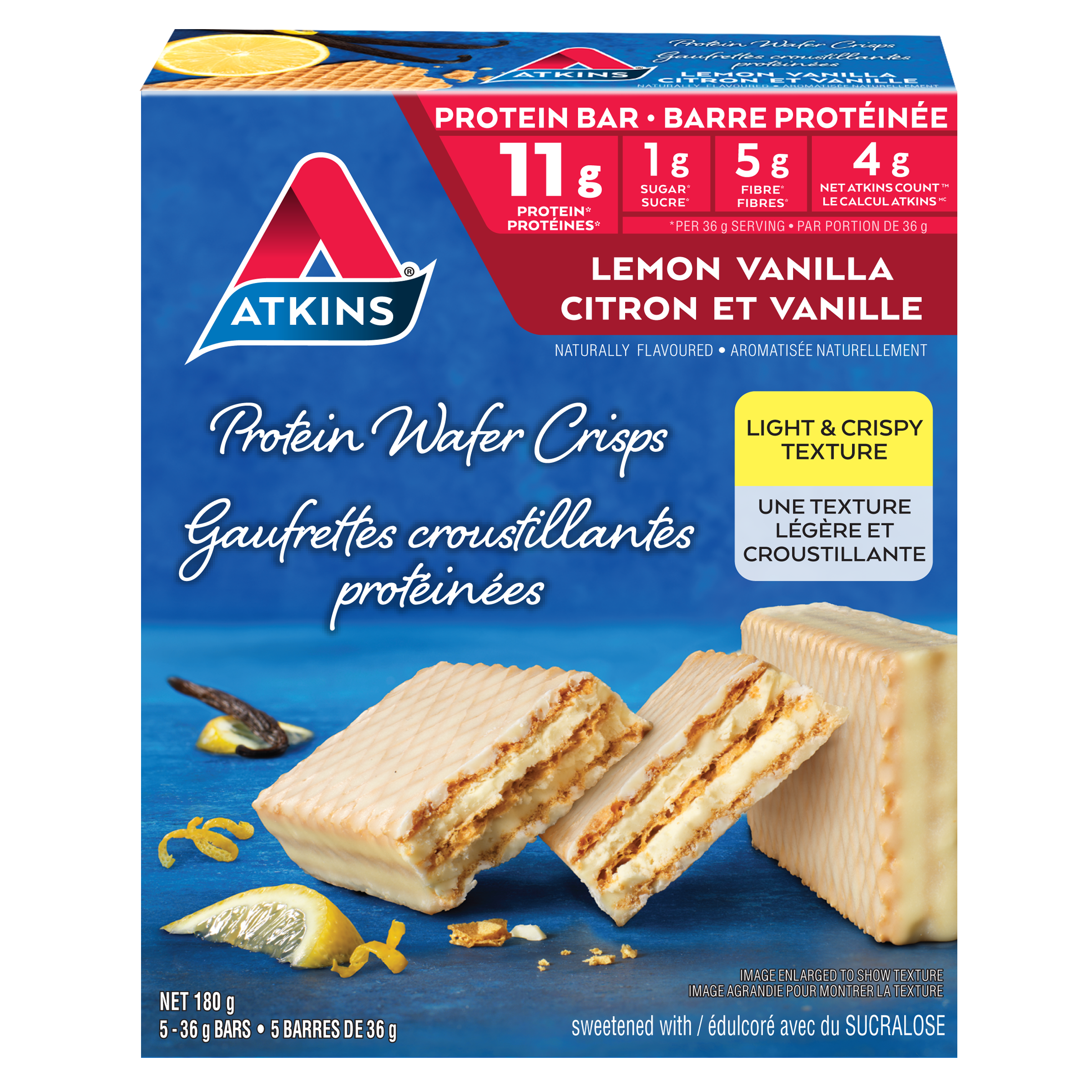 Citron et vanille gaufrettes croustillantes protéinées