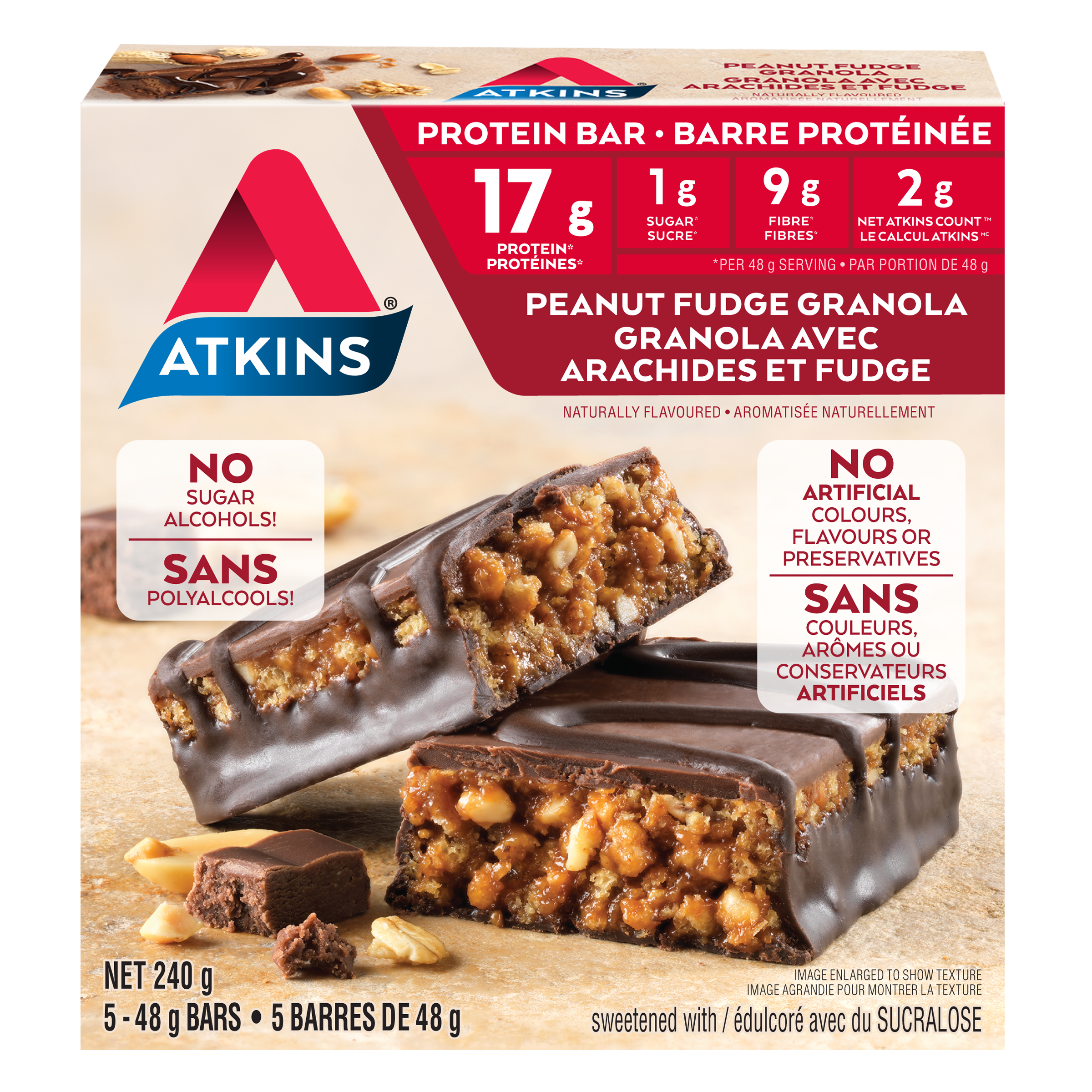 Barre protéinée granola avec arachides et fudge